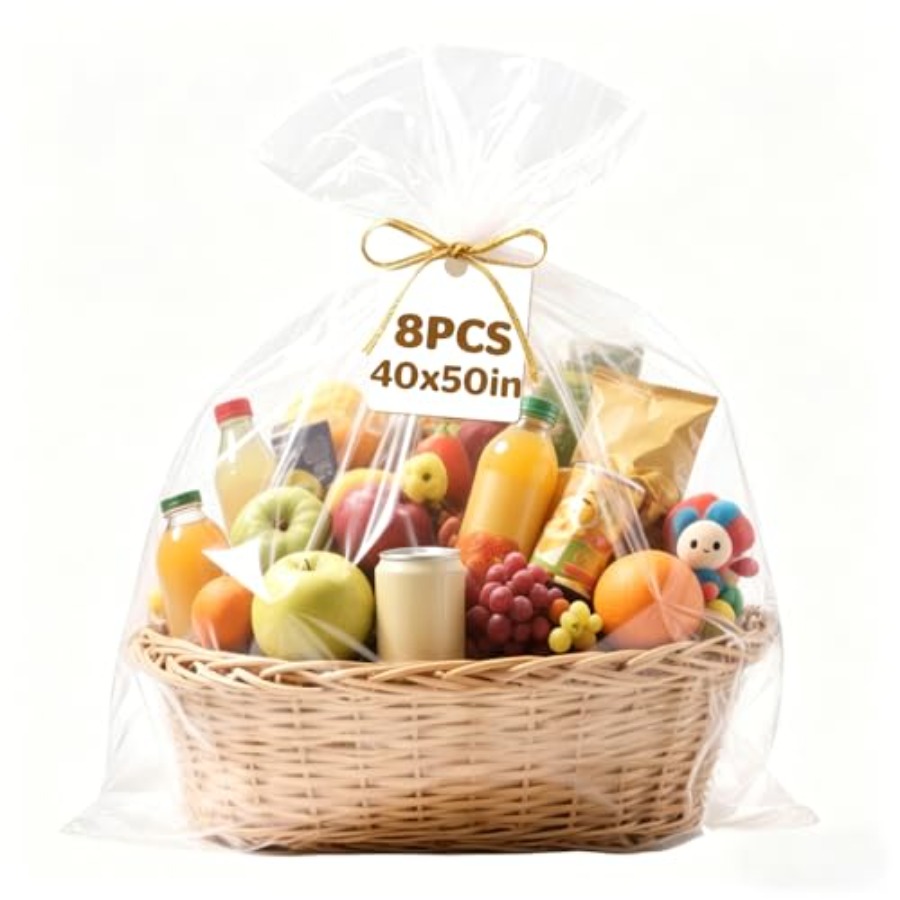 Cellophane Wrap Clear - 8 sacs en cellophane de grande