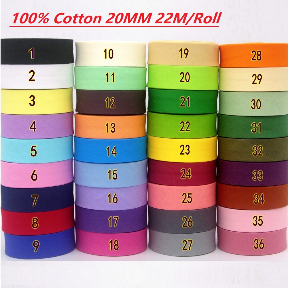Ribbon Organza Roll - Ruban biais 100% coton, 22m/rouleau, largeur