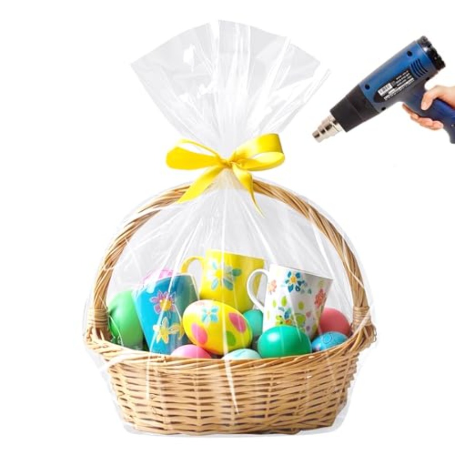 Cellophane Wrap Clear - Sacs rétractables en cellophane pour panier