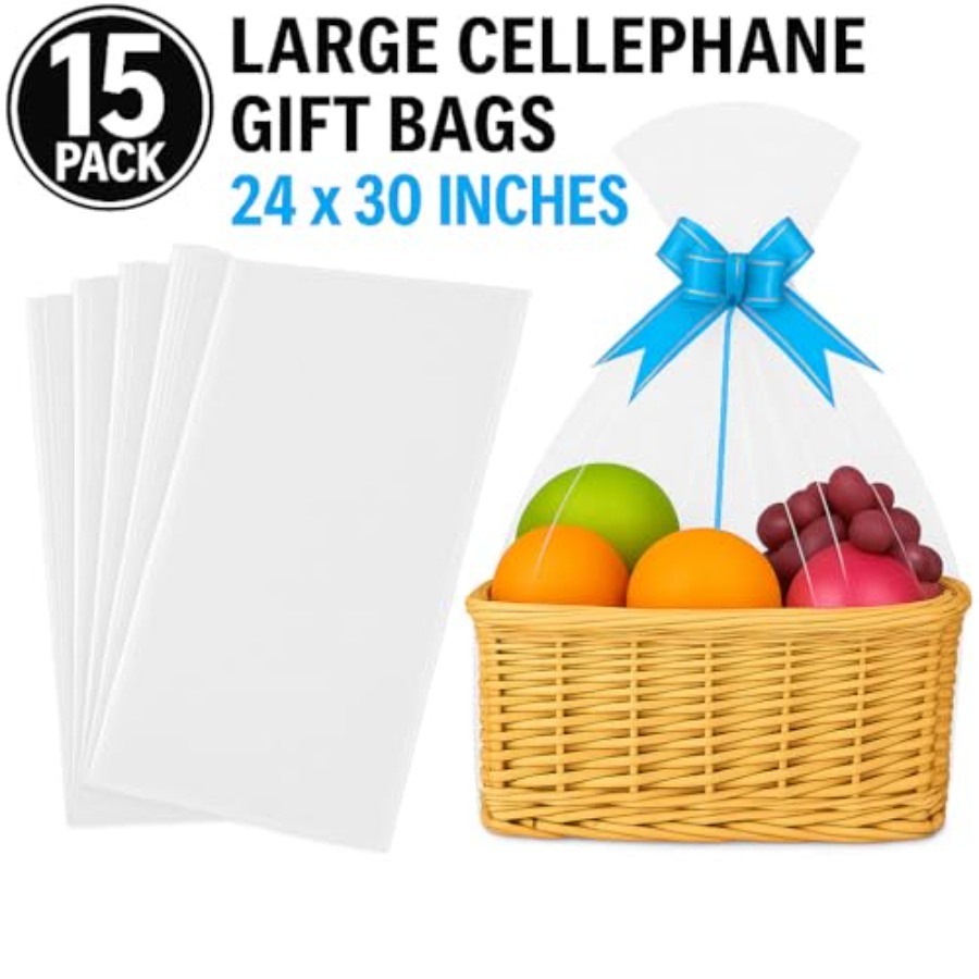 Lot de 15 grands sacs cadeaux  - Cellophane Wrap Clear avis et prix
