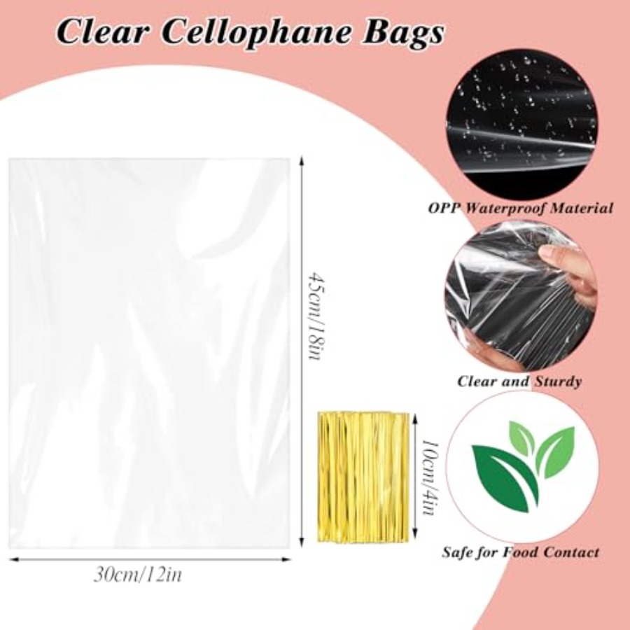 60 sacs cadeaux en cellophane  - Cellophane Wrap Clear avis et prix