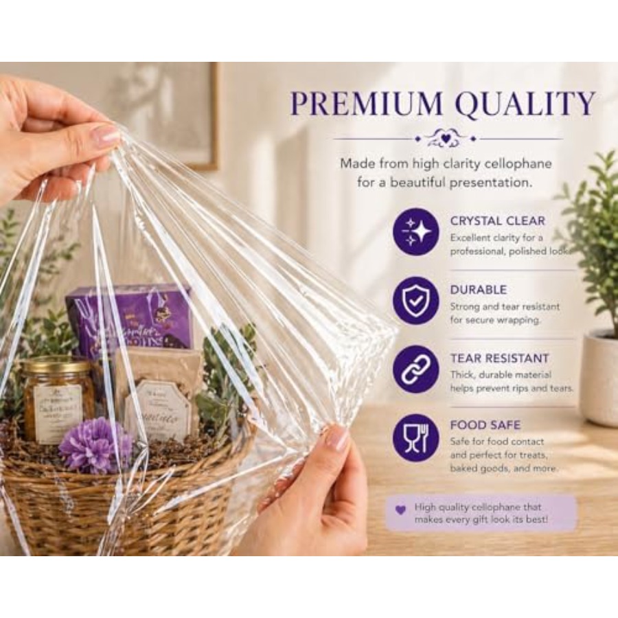 Sacs en cellophane pour panier - Cellophane Wrap Clear avis et prix