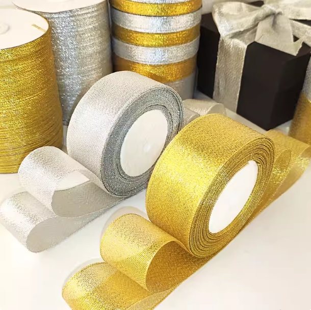 Ruban d'oignon doré et argenté - Ribbon Organza Roll avis et prix