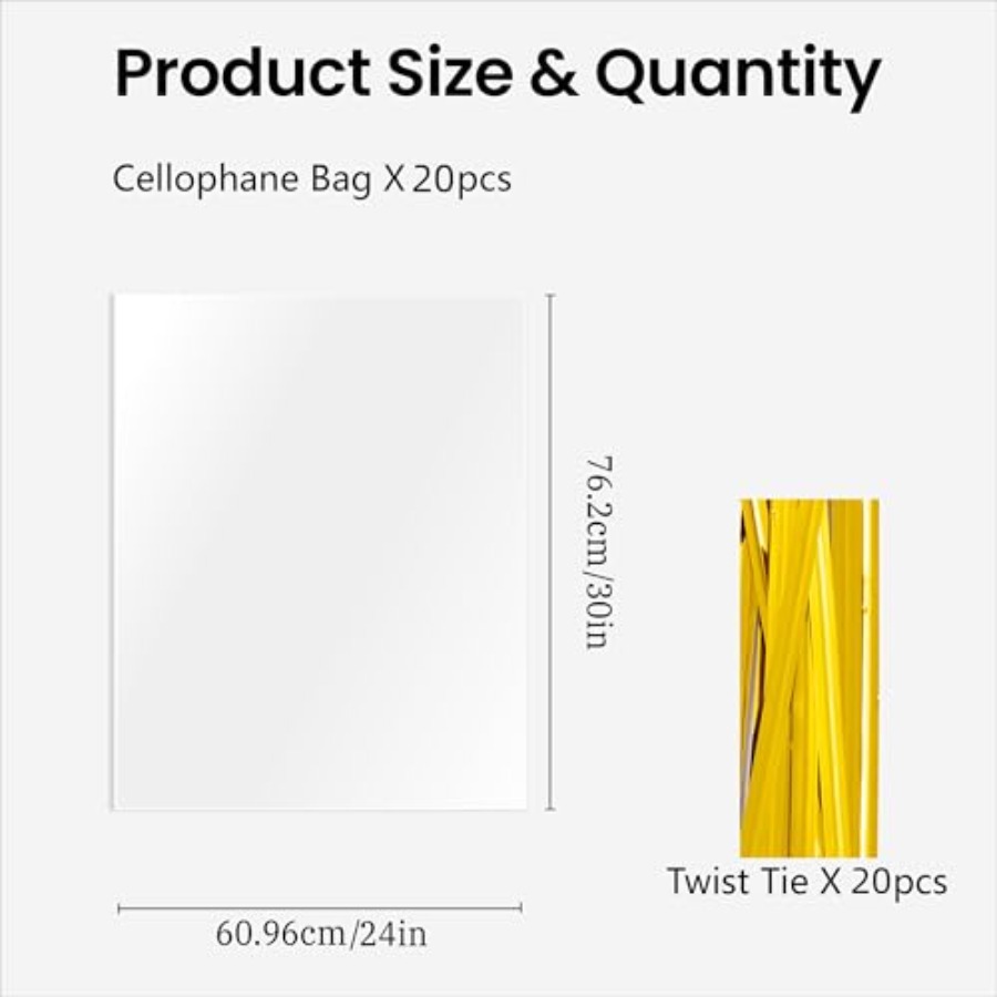 20 sacs en cellophane transpar - Cellophane Wrap Clear avis et prix